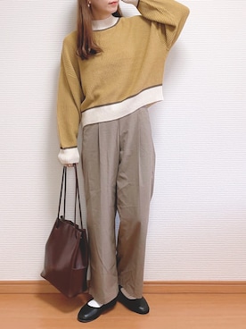「チェック柄に恋してる」｜「アイテム（バレエシューズ）」を使った、なこさん（レディース・163cm）の秋コーディネート