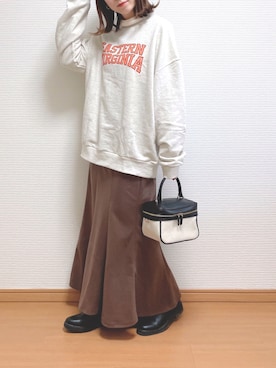 「ISOOK（アイスー）のアイテム（スウェット）」を使った、なこさん（レディース・163cm）の冬コーディネート