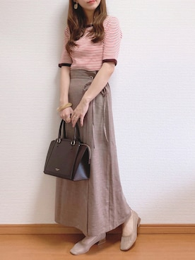 「& chouette（アンドシュエット）のアイテム（ハンドバッグ）」を使った、なこさん（レディース・163cm）の夏コーディネート
