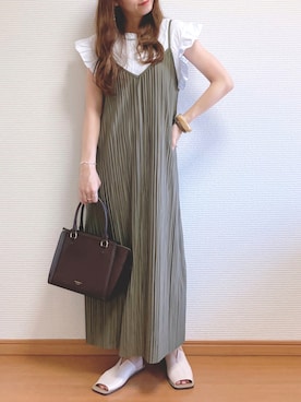 「& chouette（アンドシュエット）のアイテム（ハンドバッグ）」を使った、なこさん（レディース・163cm）の夏コーディネート