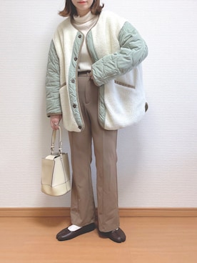 「マイベストコーデ2022」｜「アイテム（ノーカラージャケット）」を使った、なこさん（レディース・163cm）の冬コーディネート