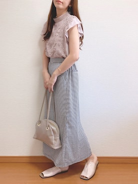 「Every very nice claup（エブリィベリーナイスクラップ）のアイテム」を使った、なこさん（レディース・163cm）の夏コーディネート