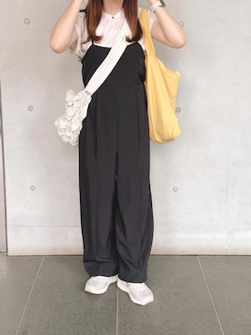 「アイテム（サロペット/オーバーオール）」を使った、なこさん（レディース・163cm）の夏コーディネート