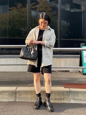 「ear PAPILLONNER（イアパピヨネ）のアイテム（ボストンバッグ）」を使った、ear_yamadaさん（レディース・159cm）の秋コーディネート