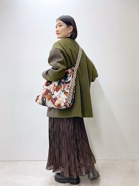 「マイベストコーデ2023」｜「アイテム（ノーカラージャケット）」を使った、ear_yamadaさん（レディース・159cm）の冬コーディネート