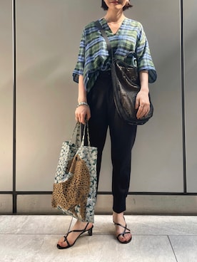 「イアパピヨネ」｜「アイテム（パンツ）」を使った、ear_yamadaさん（レディース・159cm）の春コーディネート