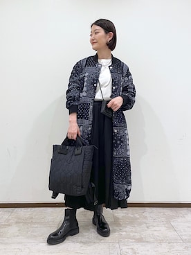 「イアパピヨネ」｜「アイテム（その他アウター）」を使った、ear_yamadaさん（レディース・159cm）の秋コーディネート