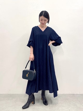ear PAPILLONNER　ドット柄フレアワンピース【SUM1 STYLE】 ear PAPILLONNER（イアパピヨネ）の「ドット柄段違いフレア