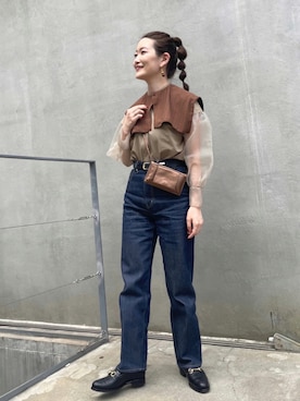 「秋トレンド2021」｜「アイテム（財布/小物）」を使った、ear_yamadaさん（レディース・159cm）の夏コーディネート