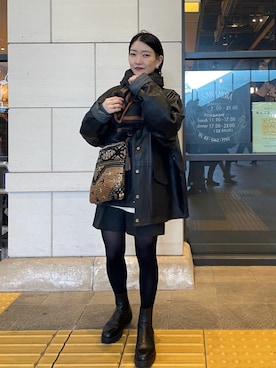 「AP STUDIO（エーピーストゥディオ）のアイテム（ブーツ）」を使った、ear_yamadaさん（レディース・159cm）の冬コーディネート