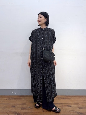 「ear PAPILLONNER（イアパピヨネ）の【HELLO KITTY（ハローキティ）×ear】コラボラタンバッグ（かごバッグ、ブラック系）」を使った、ear_yamadaさん（レディース・159cm）の春コーディネート