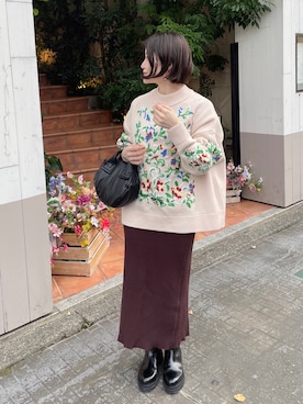 「イアパピヨネ」｜「アイテム（ブーツ）」を使った、ear_yamadaさん（レディース・159cm）の秋コーディネート