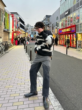 「nuguのアイテム（ニット/セーター、ブラック系）」を使った、Ryuto🕶さん（メンズ・178cm）の冬コーディネート