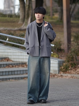 「アイテム（セットアップ）」を使った、れおさん（メンズ・160cm）の冬コーディネート