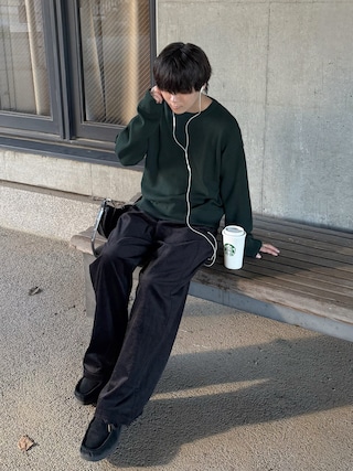 「Clarks（クラークス）のWallabeeEVO WP / ワラビーエヴォウォータープルーフ（モカシン/デッキシューズ）」を使った、れおさん（メンズ・160cm）の秋コーディネート