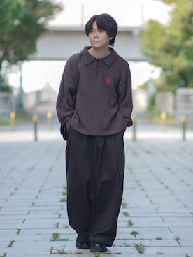 「アイテム（ニット/セーター）」を使った、れおさん（メンズ・160cm）の秋コーディネート