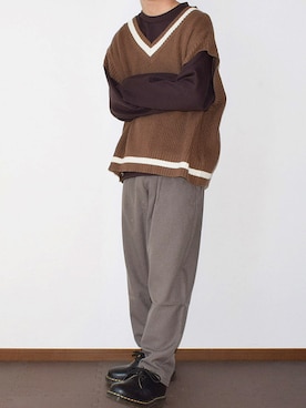 「kutir」｜「アイテム（スウェット）」を使った、れおさん（メンズ・162cm）の秋コーディネート
