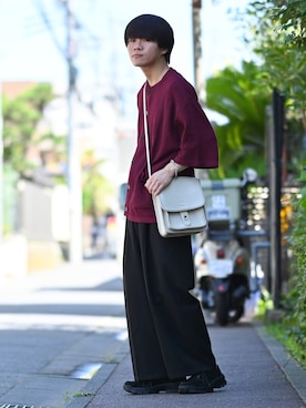 「DEVICE（デバイス）の【WEARISTA こーせ ×DEVICE コラボ】Rename フロントバックル ショルダーバッグ（ショルダーバッグ）」を使った、れおさん（メンズ・161cm）の夏コーディネート