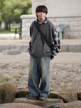 「アイテム（ベスト）」を使った、れおさん（メンズ・160cm）の秋コーディネート