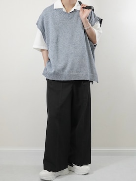 「アイテム（スラックス）」を使った、れおさん（メンズ・160cm・20代）の夏コーディネート