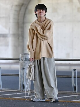 「RUUBON（ルーボン）のアイテム（チノパンツ）」を使った、れおさん（メンズ・161cm）の秋コーディネート