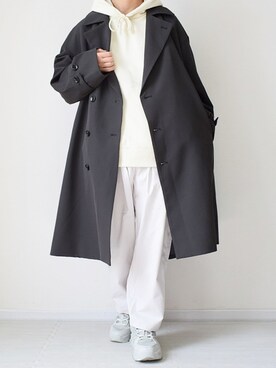 「JUNRED（ジュンレッド）のアイテム（トレンチコート）」を使った、れおさん（メンズ・162cm）の春コーディネート