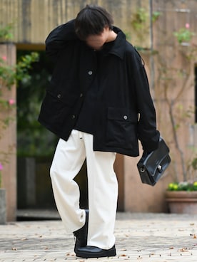 「CASPER JOHN（キャスパージョン）のアイテム（ミリタリージャケット）」を使った、れおさん（メンズ・161cm）の秋コーディネート