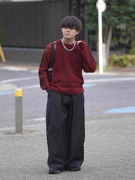 「Miniministore（ミニミニストア）のホーボーバッグ 韓国 ハーフムーンバッグ（ハンドバッグ、ブラック系）」を使った、れおさん（メンズ・160cm）の春コーディネート