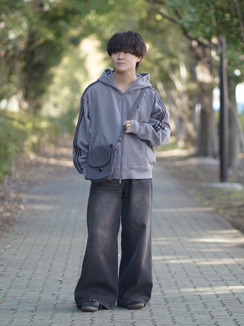 アディダス TG FZ ダブルジップパーカー フーディー グレー Lサイズ TG FZ パーカー / アディダスオリジナルス adidas Originals（パーカー