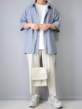 「DEVICE（デバイス）の【WEARISTA こーせ ×DEVICE コラボ】Rename フロントバックル ショルダーバッグ（ショルダーバッグ）」を使った、れおさん（メンズ・161cm）の夏コーディネート