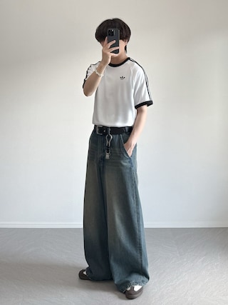 「adidas(アディダス)のスリーストライプ Tシャツ / アディダスオリジナルス adidas Originals(Tシャツ/カットソー)」を使った、れおさん(メンズ・160cm)の春コーディネート