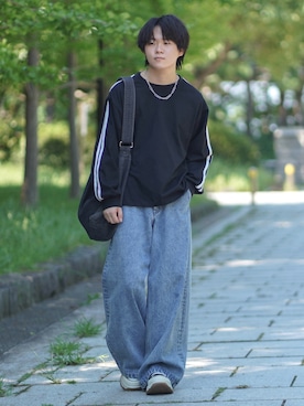 「アイテム（スニーカー）」を使った、れおさん（メンズ・160cm）の夏コーディネート