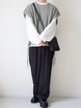 「LILL（リル）のアイテム（ベスト）」を使った、れおさん（メンズ・162cm）の春コーディネート
