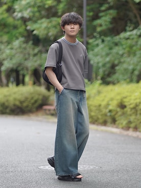 「CIAOPANIC TYPY（チャオパニックティピー）のアイテム（バッグ）」を使った、れおさん（メンズ・160cm）の夏コーディネート