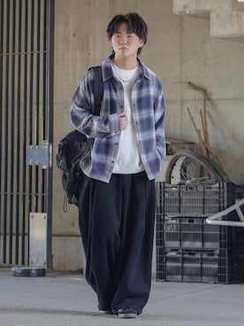 「アイテム（Tシャツ/カットソー）」を使った、れおさん（メンズ・160cm）の秋コーディネート