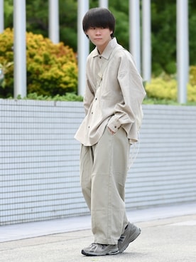 「RUUBON（ルーボン）のアイテム（チノパンツ）」を使った、れおさん（メンズ・161cm）の秋コーディネート