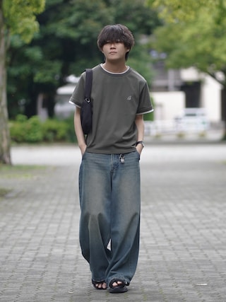 「CIAOPANIC TYPY(チャオパニックティピー)の【UNISEX】ポーチ付き中綿ハンドBAG(ショルダーバッグ)」を使った、れおさん(メンズ・160cm)の夏コーディネート