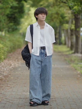 「ROCHEM（ローシェン）のアイテム」を使った、れおさん（メンズ・160cm）の春コーディネート