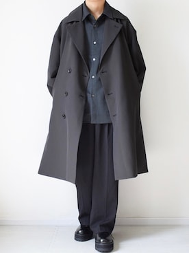 「JUNRED（ジュンレッド）のアイテム（トレンチコート）」を使った、れおさん（メンズ・162cm）の春コーディネート