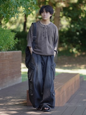 「アイテム（カーゴパンツ）」を使った、れおさん（メンズ・160cm・20代）の夏コーディネート