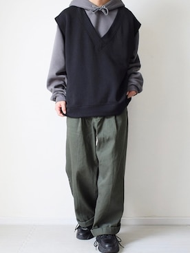 「JUNRED（ジュンレッド）のアイテム（パンツ）」を使った、れおさん（メンズ・162cm）の春コーディネート