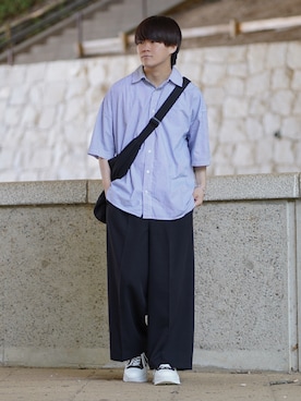 「molk（モルク）の【molk】ボリュームソールキャンバススニーカー（スニーカー）」を使った、れおさん（メンズ・160cm）の夏コーディネート
