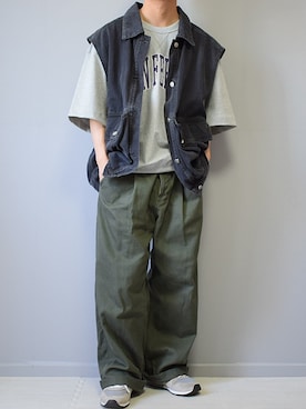 「JUNRED（ジュンレッド）のアイテム（パンツ）」を使った、れおさん（メンズ・161cm）の夏コーディネート