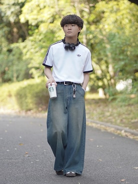 「adidas（アディダス）のアイテム（トップス）」を使った、れおさん（メンズ・160cm）の春コーディネート