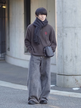 「アイテム（マフラー）」を使った、れおさん（メンズ・160cm）の冬コーディネート