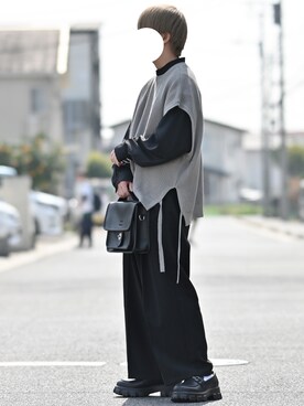 「LILL（リル）のアイテム（ベスト）」を使った、れおさん（メンズ・161cm）の春コーディネート