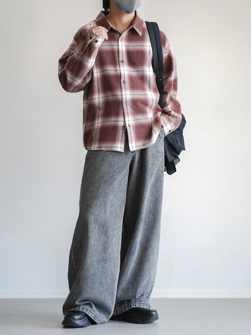 ★高品質★ メンズ ショットタイプ ケミカルウォッシュ 上層羊の革 ラペル オートバイスタイル ジャケット 本革 コートFA143  12ozケミカルウォッシュワイドデニムパンツ（デニムパンツ）｜ROCHEM