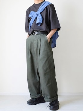 「JUNRED（ジュンレッド）のアイテム（パンツ）」を使った、れおさん（メンズ・162cm）の春コーディネート