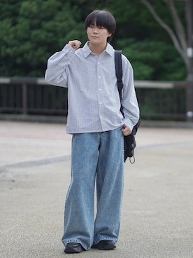 「アイテム（パンツ）」を使った、れおさん（メンズ・160cm）の秋コーディネート