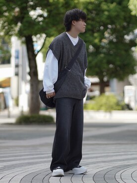 「molk（モルク）の【molk】ボリュームソールキャンバススニーカー（スニーカー）」を使った、れおさん（メンズ・160cm）の秋コーディネート